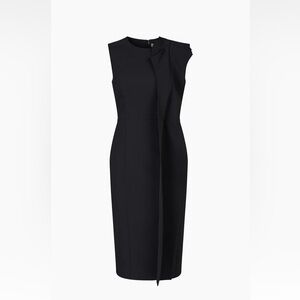 Kay Unger  Naomi Stretch Crêpe Cocktail Formal Black Midi Dress Size 4‎ NWT